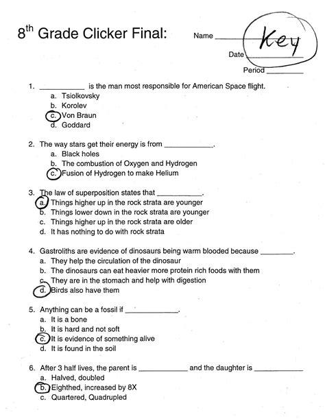 8th grade Science Final Exam (Tests/WS from whole year) .